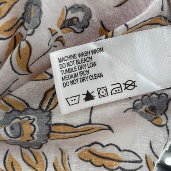 Orvis White Floral Cotton V Neck Button Down Top - Picture 9 of 10